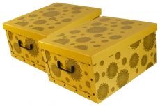 Ordnungsboxen Deko Karton 2er Set Box Clip Gelb Mandala Blumen Grau Aufbewahrungsbox